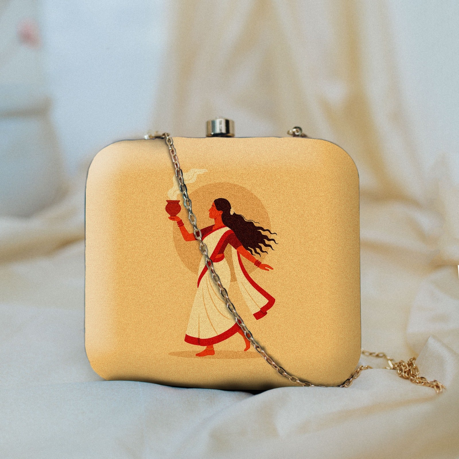 Potrait art printed clutch bag