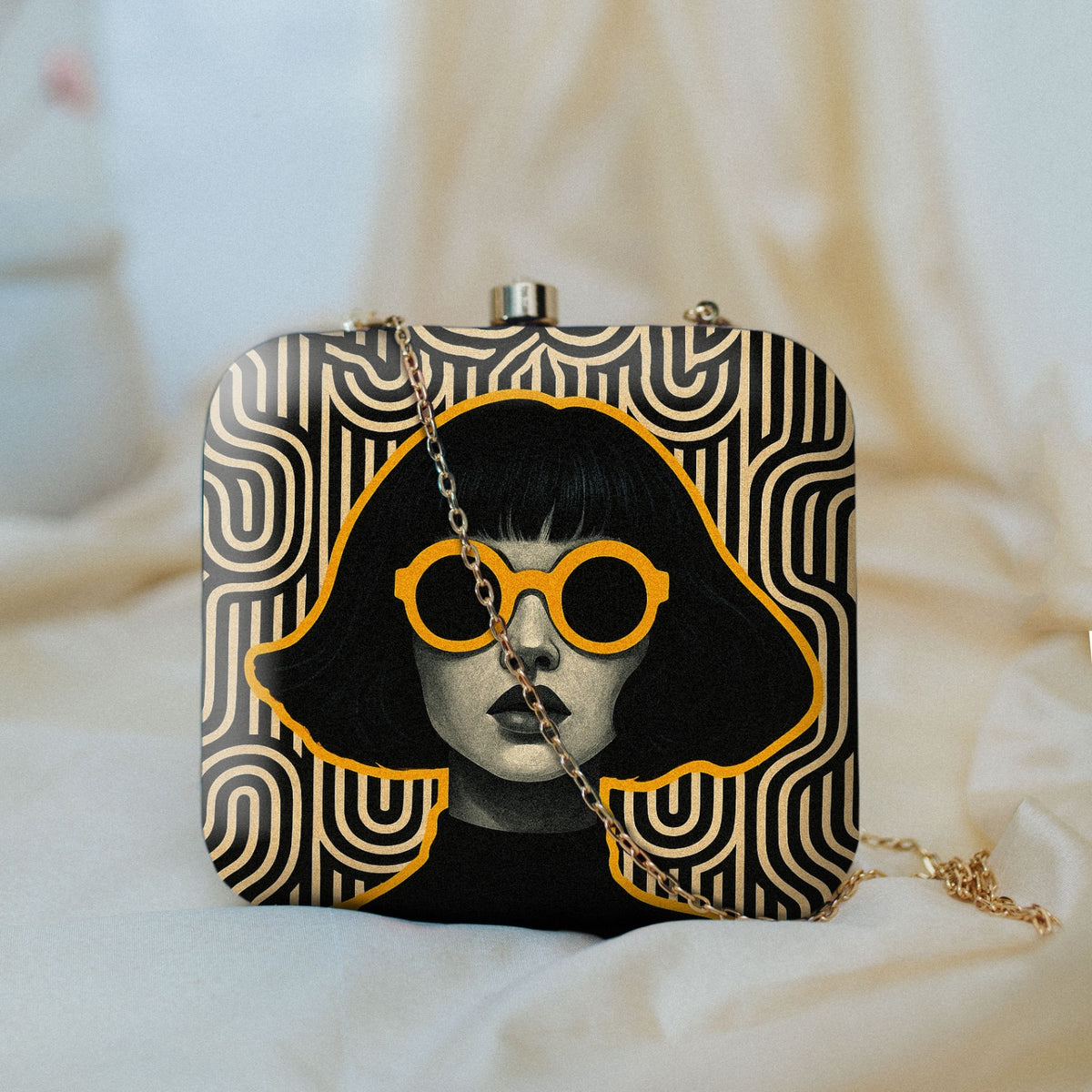 Printed quirky clutch bag