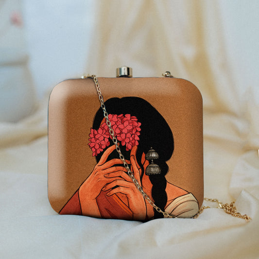 Square art clutch bag