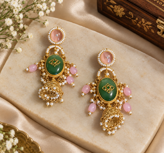 Ramgoli gold jhumki earring