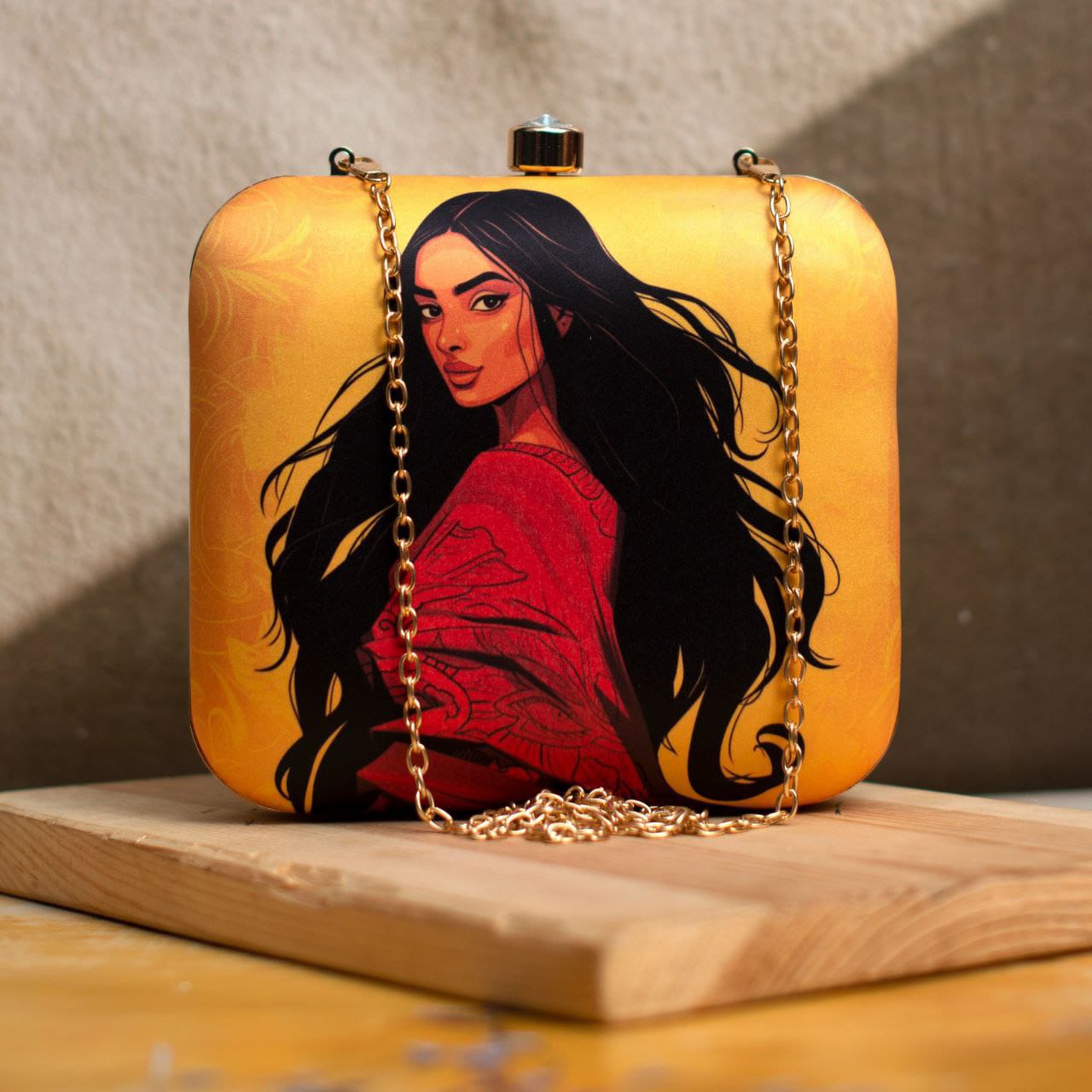 Art printed clutch bag