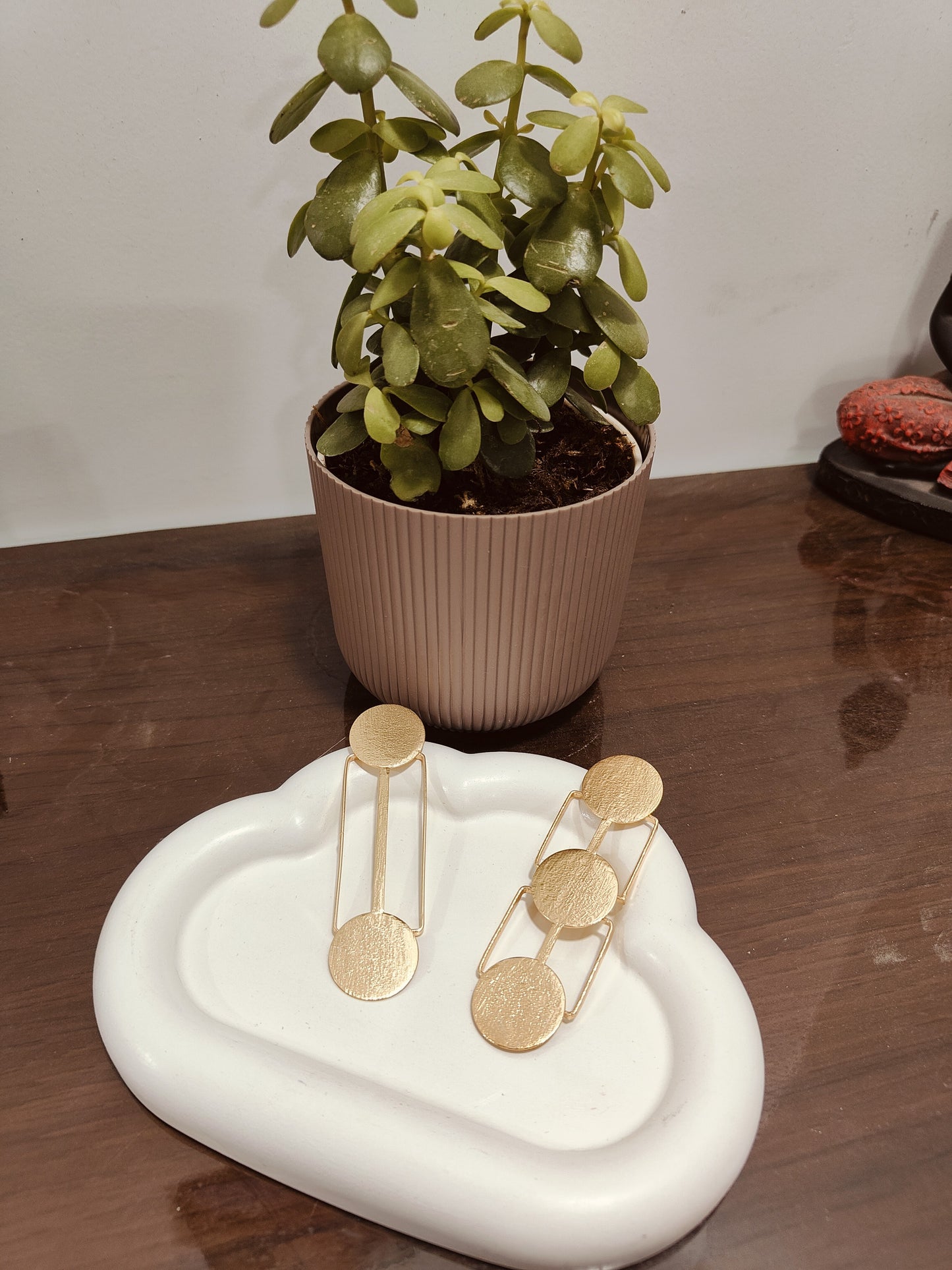 Mismatched brass earrings