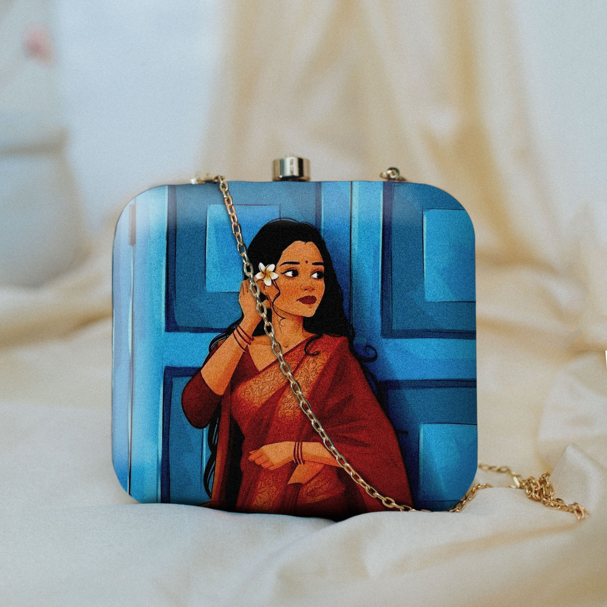 Printed quirky clutch bag