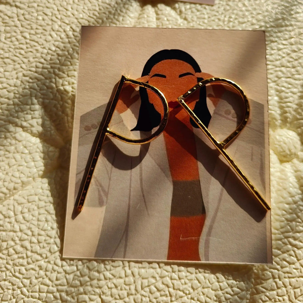 Alphabet P Brass Stud Earrings – Lightweight & Elegant