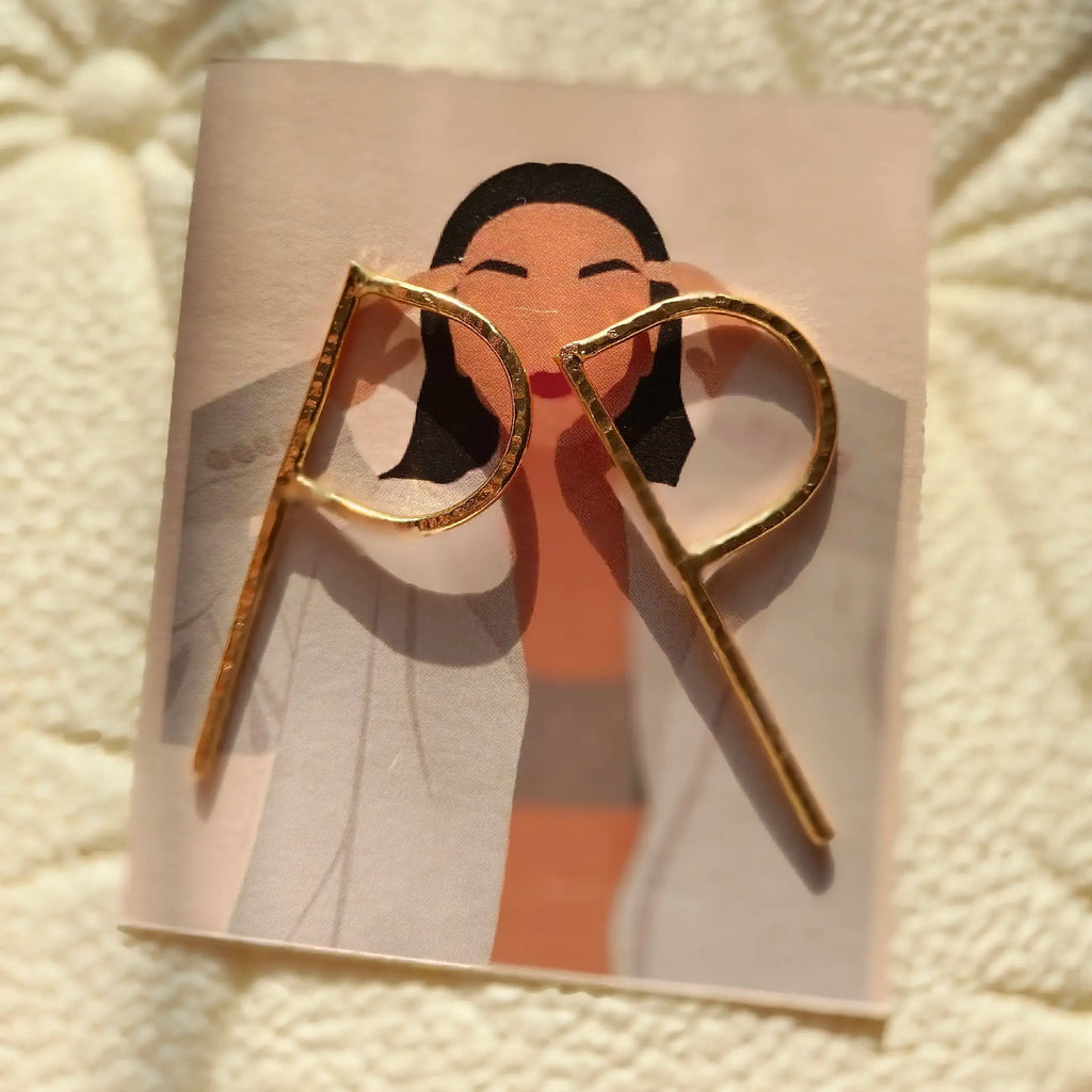 Alphabet P Brass Stud Earrings – Lightweight & Elegant